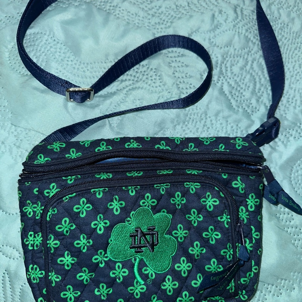 Notre Dame Vera Bradley belt bag Fanny pack green and navy